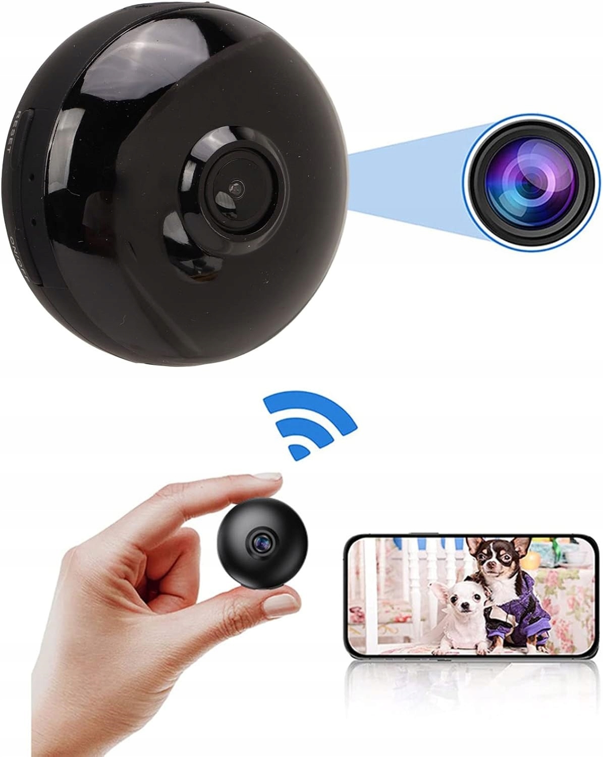 Mini Bezdrátová Špionážní Kamera S Magnet, Baterie Full Hd 1080P Wifi