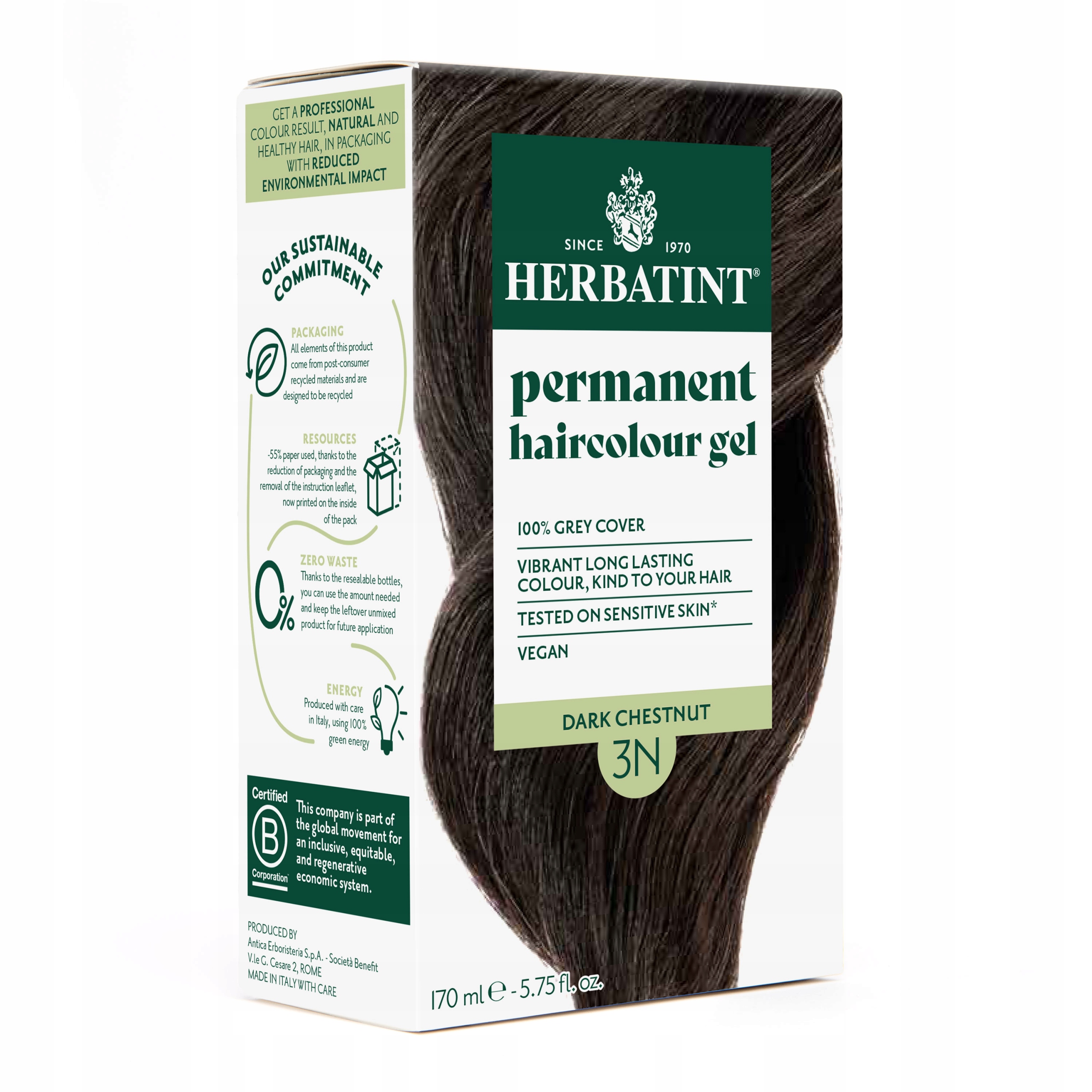 Herbatint Barva v gelu 3N Tmavý kaštan 170 ml
