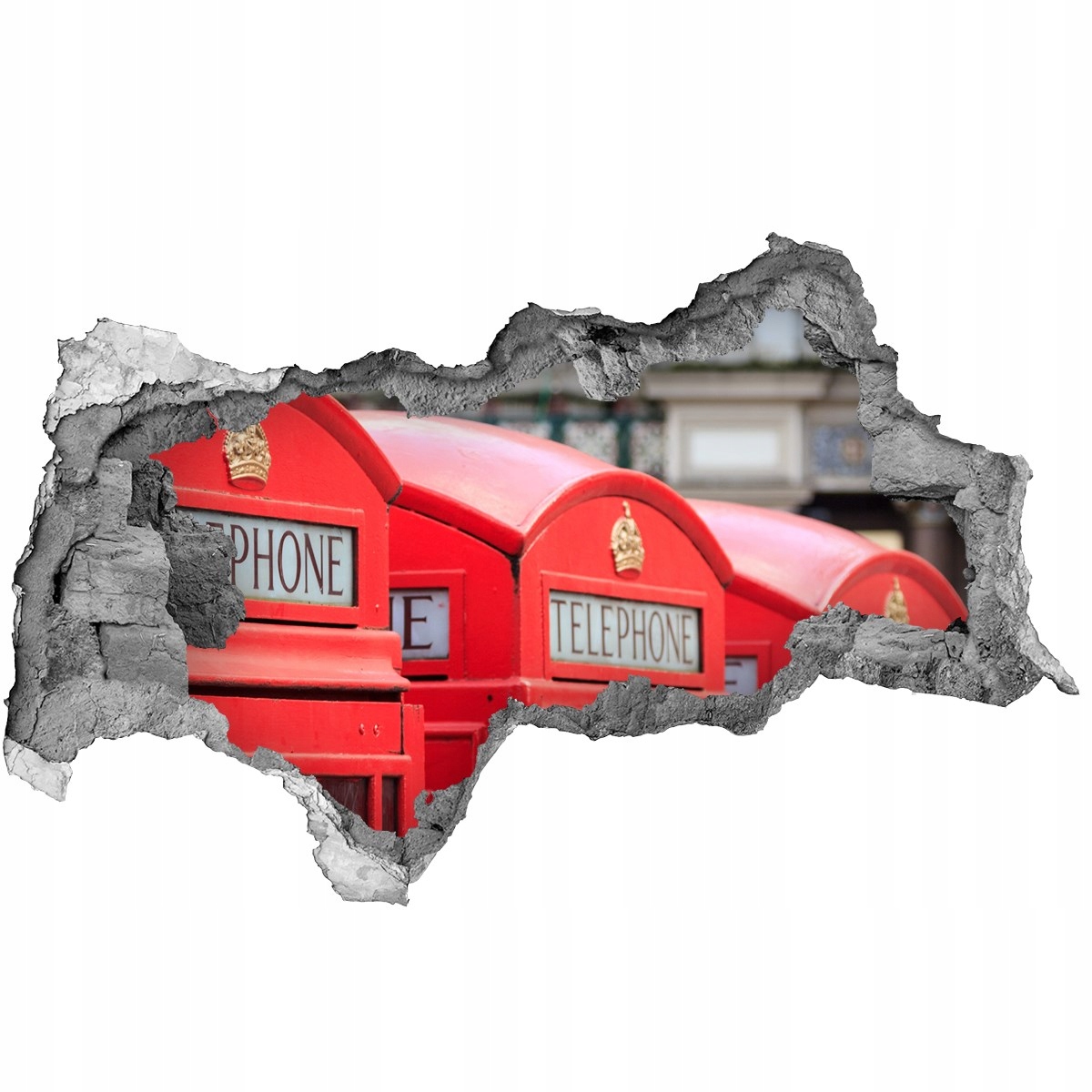 

Fototapeta dziura na ścianę 3d Budka telefoniczna