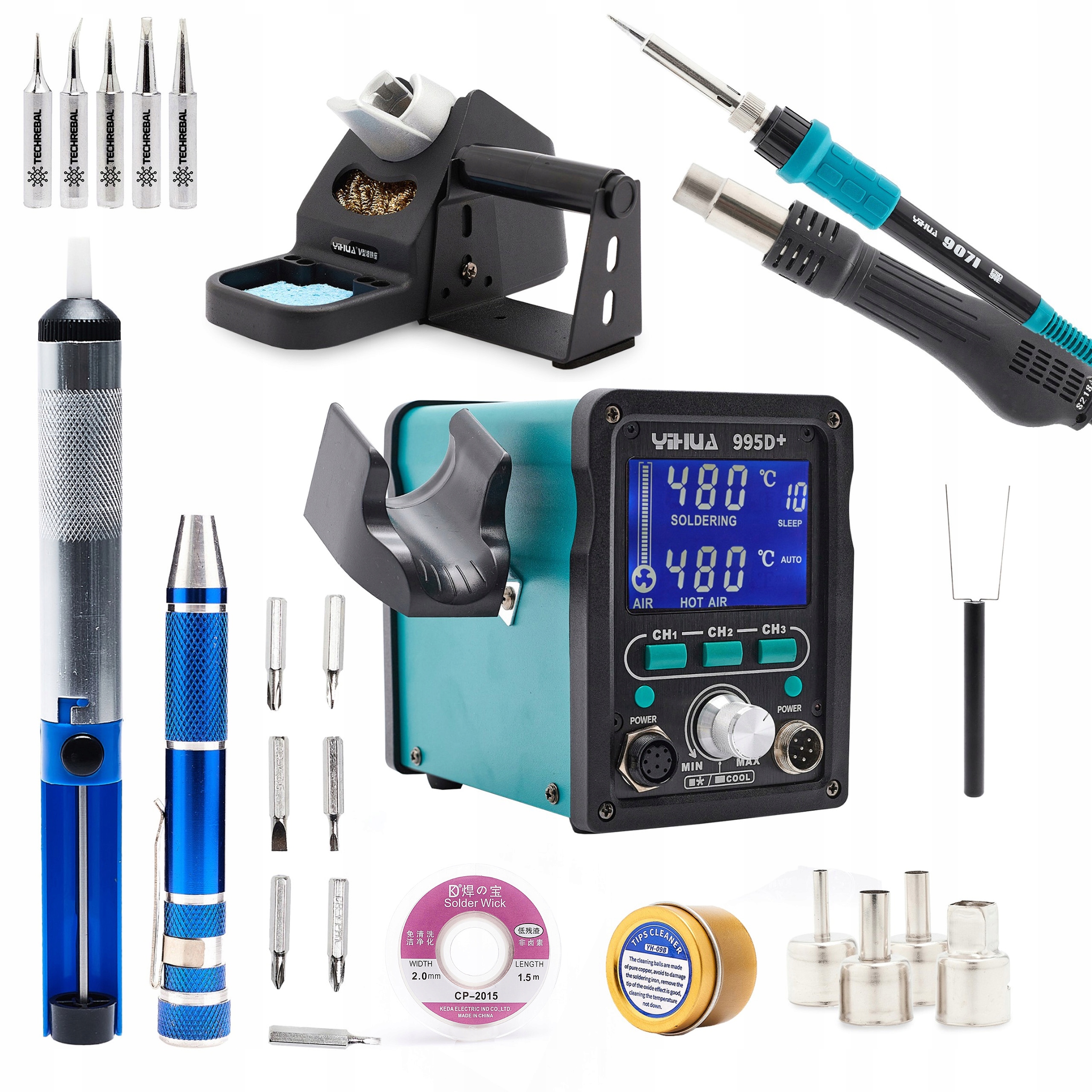 Pájecí Stanice 995D Hroty Odsávačka Pletiva Sada