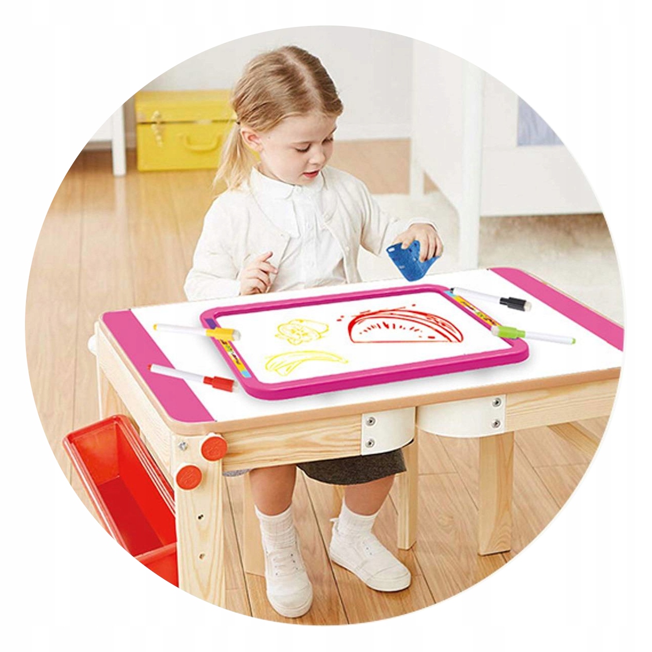 DUŻA TABLICA SUCHOŚCIERALNA magnetyczna BIAŁA 2w1 Szerokość produktu 38 cm