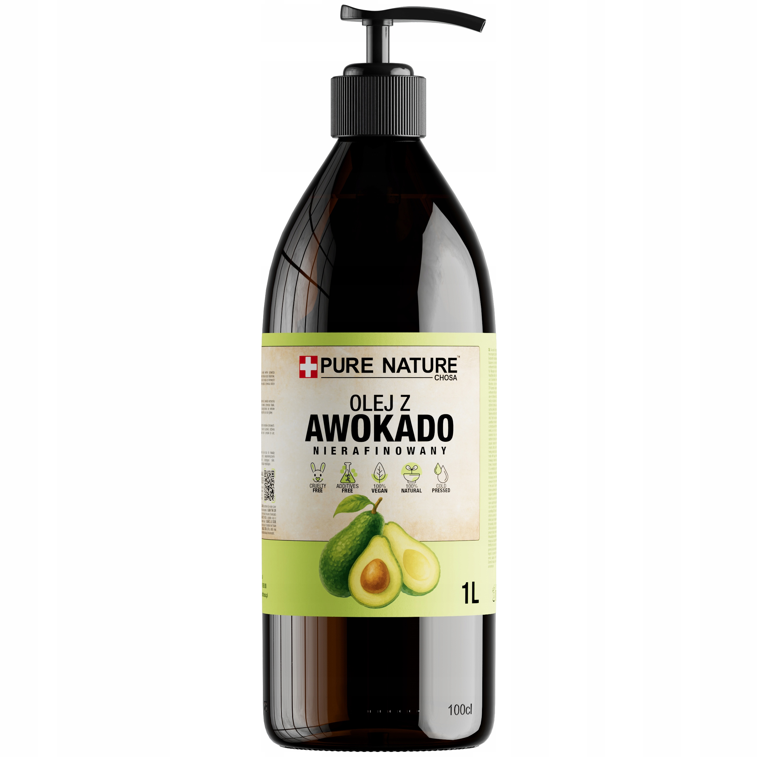 Avokádový Olej Nerafinovaný Studený Přírodní Dávkovač 1000 ml 1 l