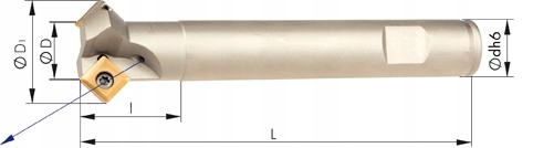 Fréza pro zkosení 45°, 2-čepelová, s vnitřním chlazením, D16 mm pro SOMT09