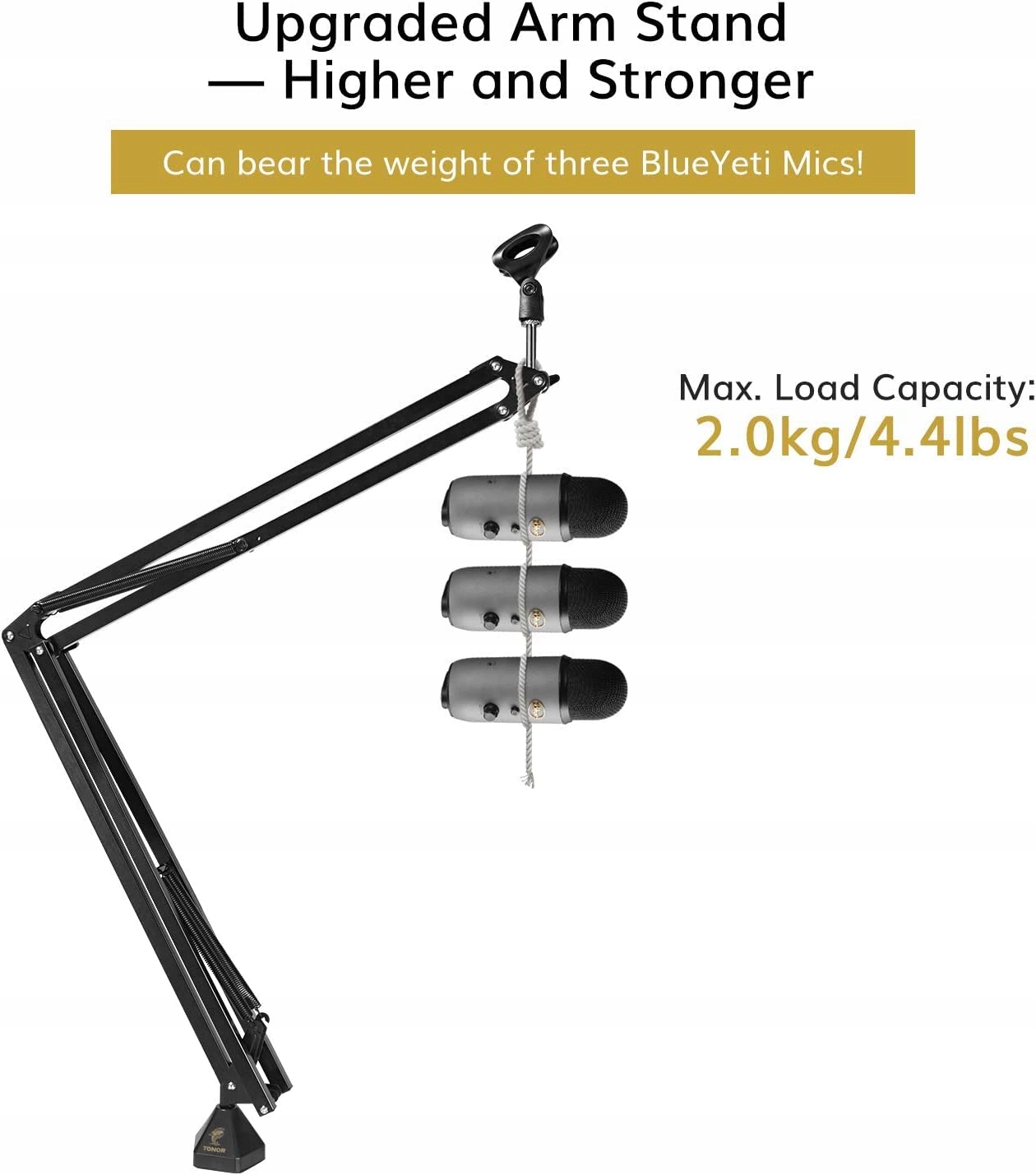 TONOR Mikrofon Boom Arm Do HyperX QuadCast Blue Yeti Rode Elgato T30 — miniatura 3
