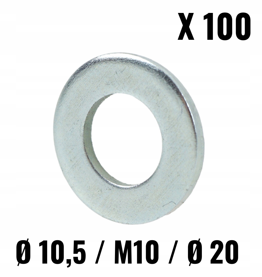 

100 x Podkładka Din 125 płaska stalowa M10 meblowa