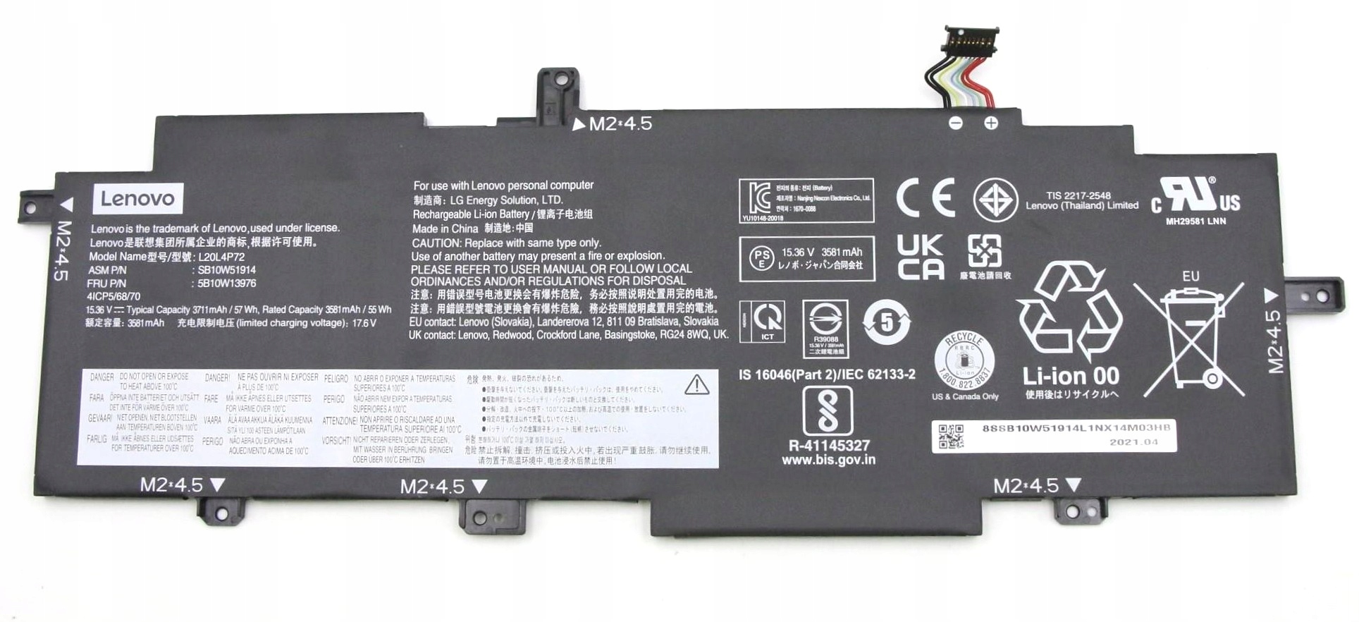 Bateria oryginał 5B10W51814 L20C4P72 do Lenovo Thinkpad T14s gen2 type 20WM