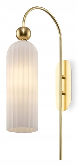 Campana nástenná lampa 53 cm valcové ryhované sklo elegantné zlaté