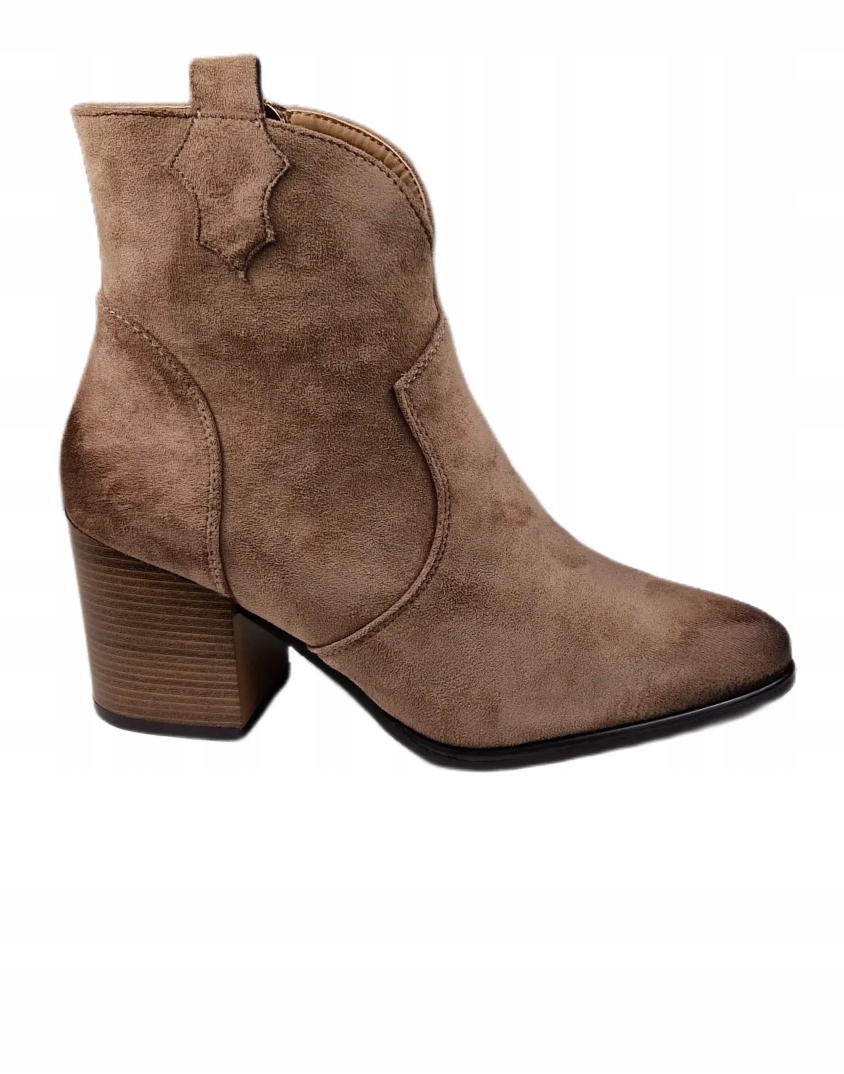 Botki kowbojki ciemno beżowe ESTETIC 58345 DK.BE r.37