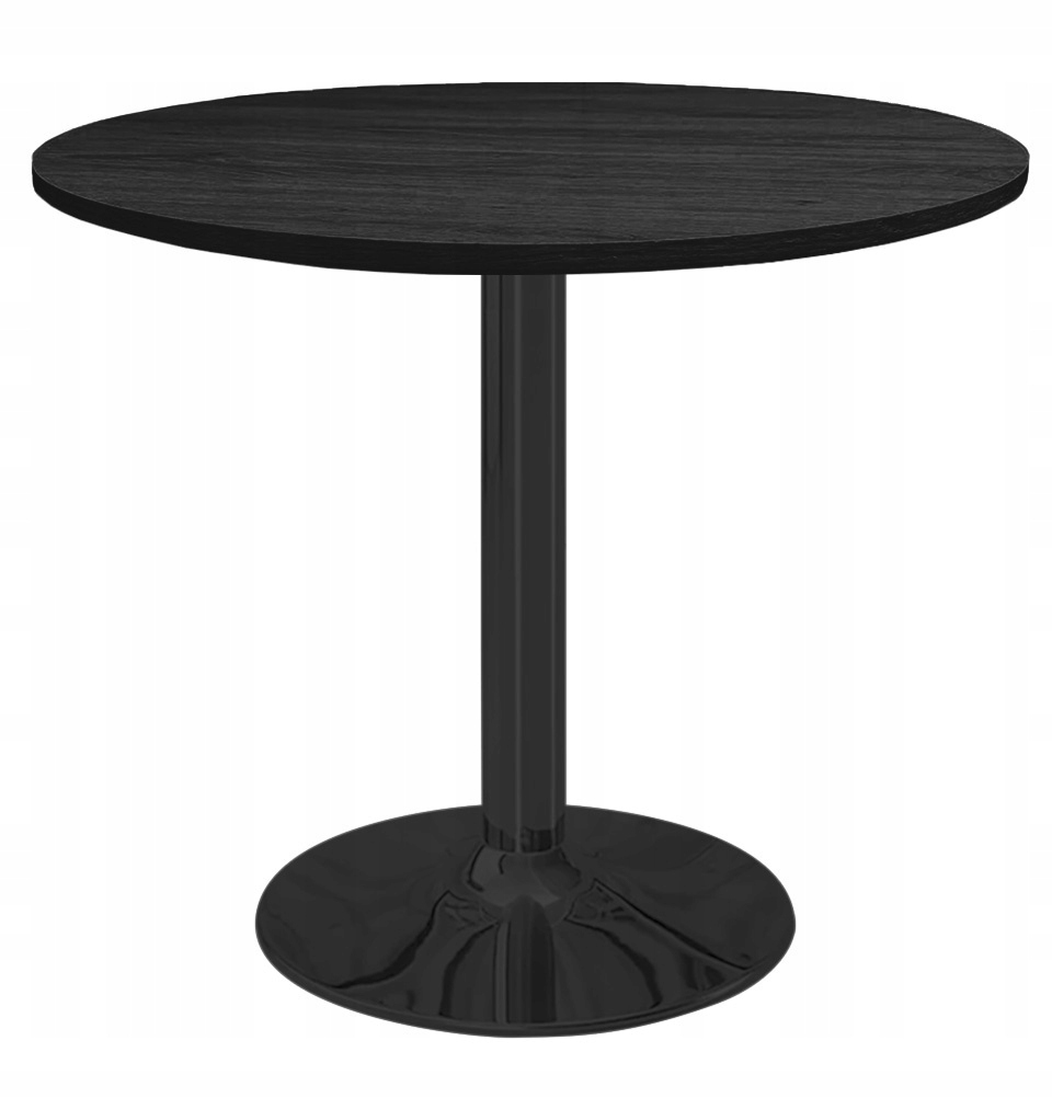 Stół Stolik Okrągły LUGANO|Czarny Blat|Metalowa Czarna Noga |Średnica 70cm