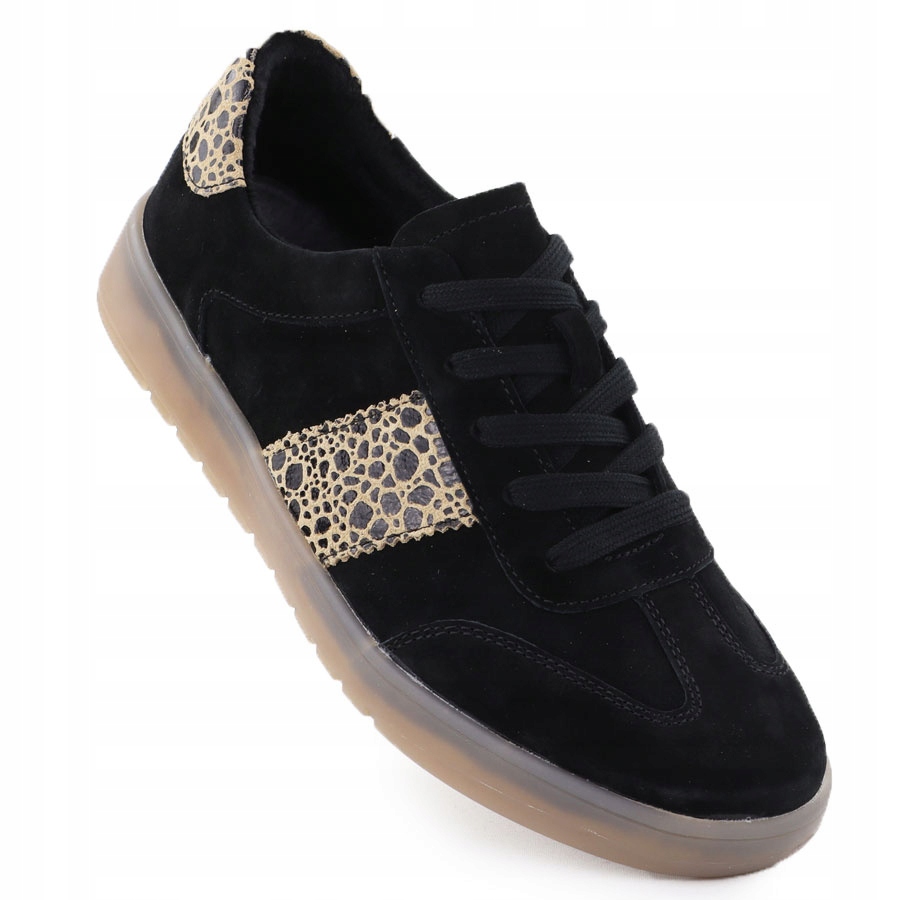 Dámské kožené sportovní polobotky s panterkou, černé Filippo DP6770 36