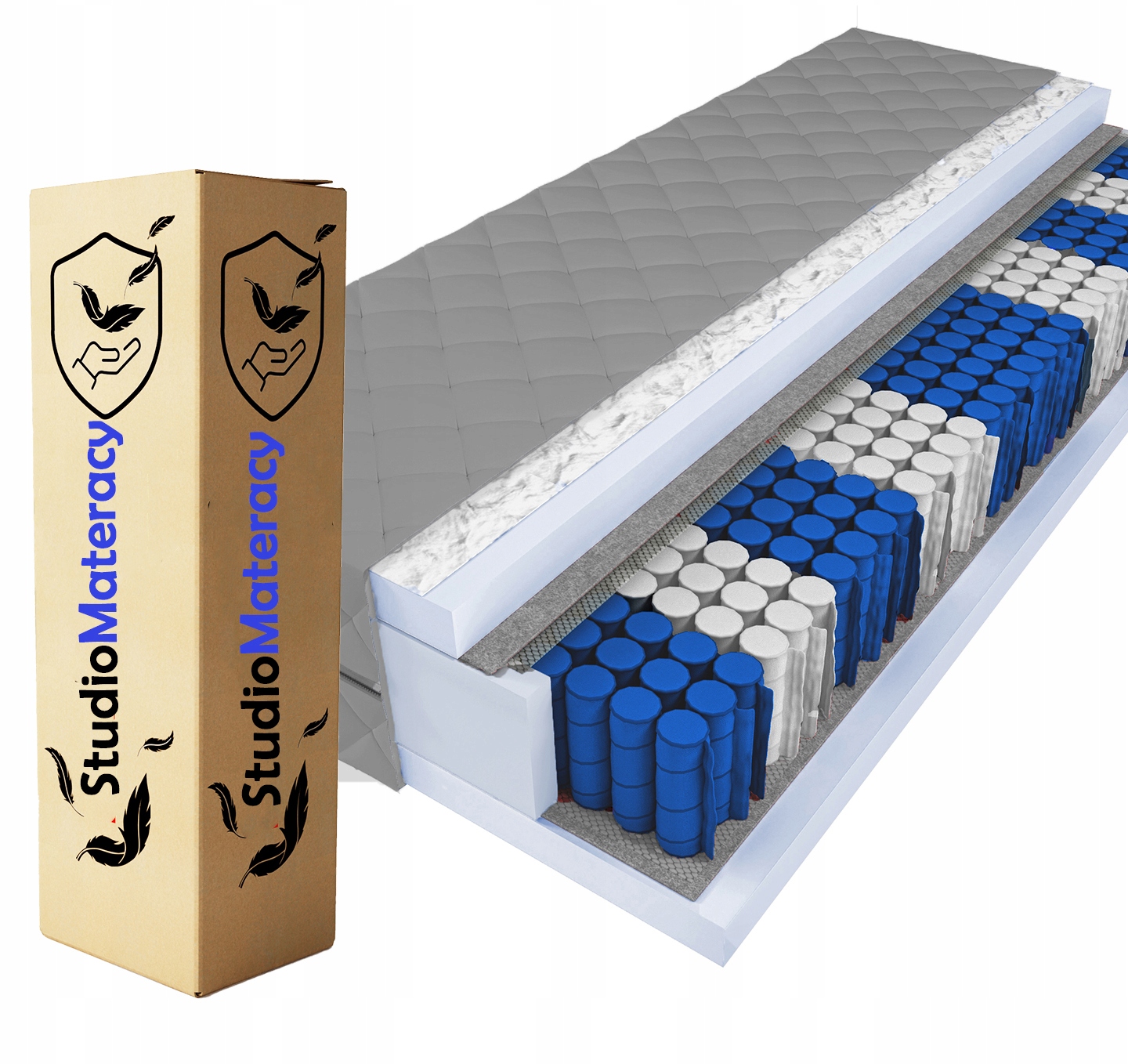 Materac Bianco 100X200 pocket Średnio Twardy H3 dwustronny T25 Szary