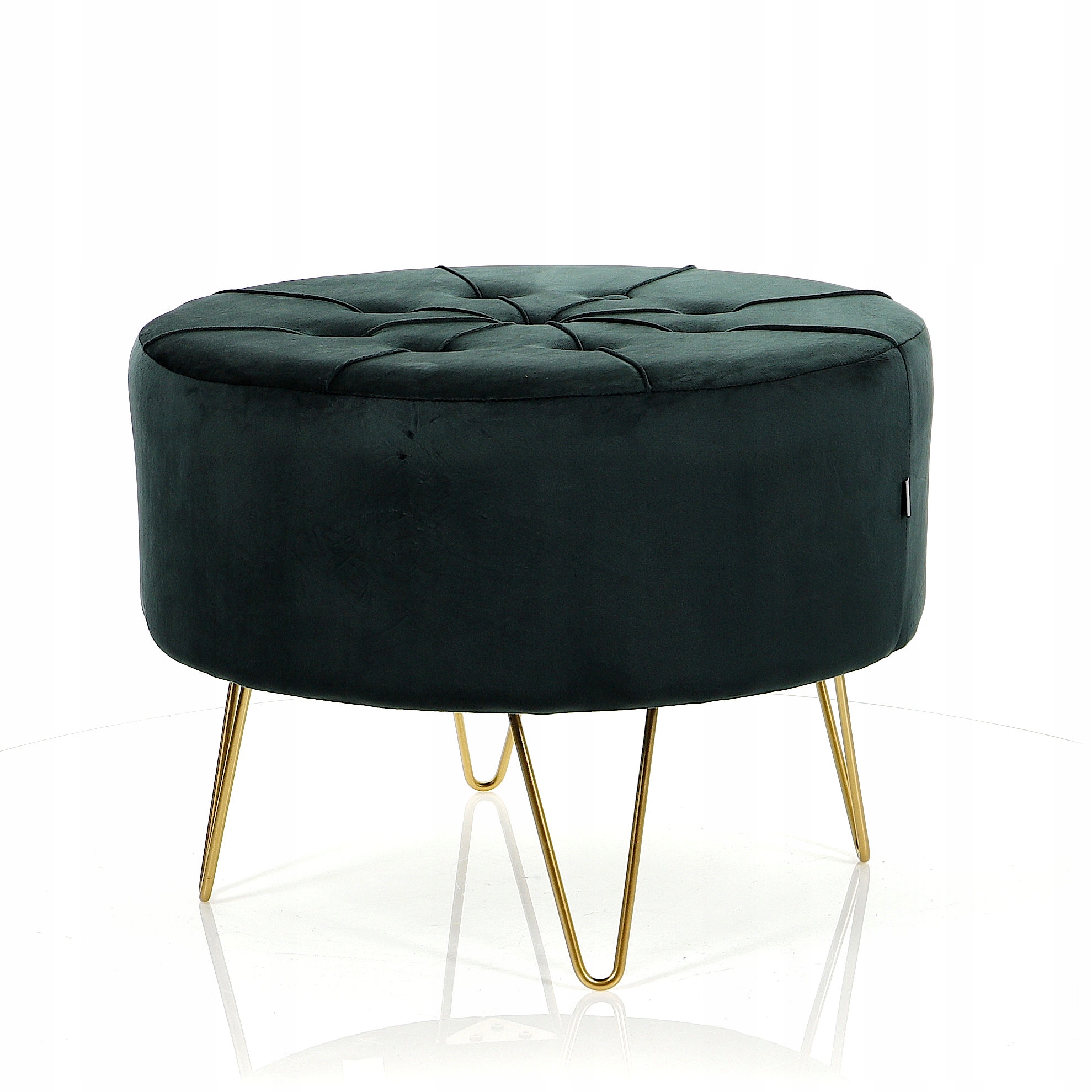 Pufa Welurowa Złota Butelkowa Zieleń Welur 43cm Typ tapicerowana