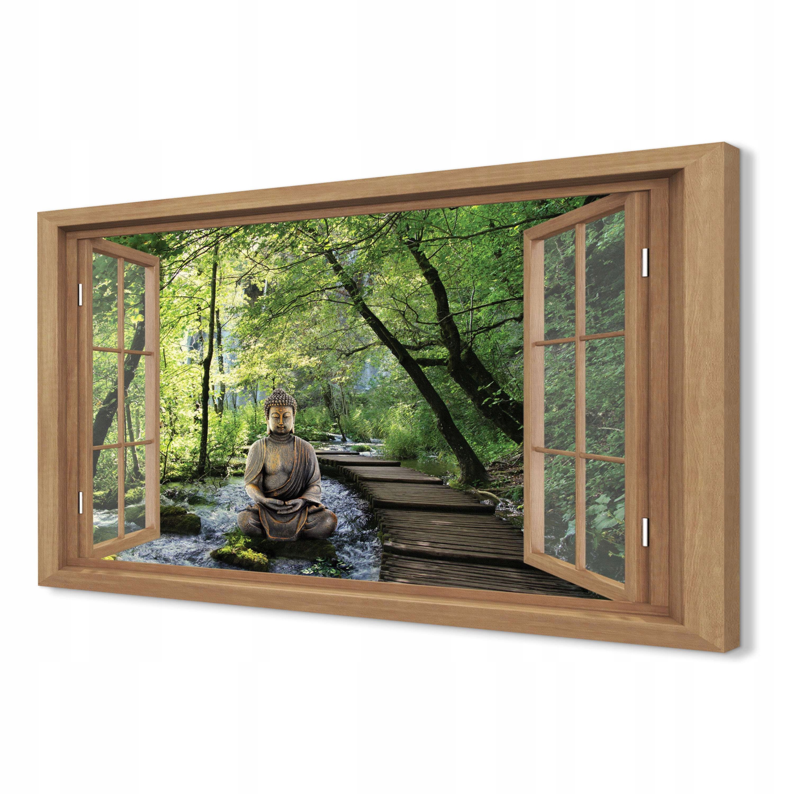 Výtlač na plátne 3D 120x80 malý Buddha les stromy