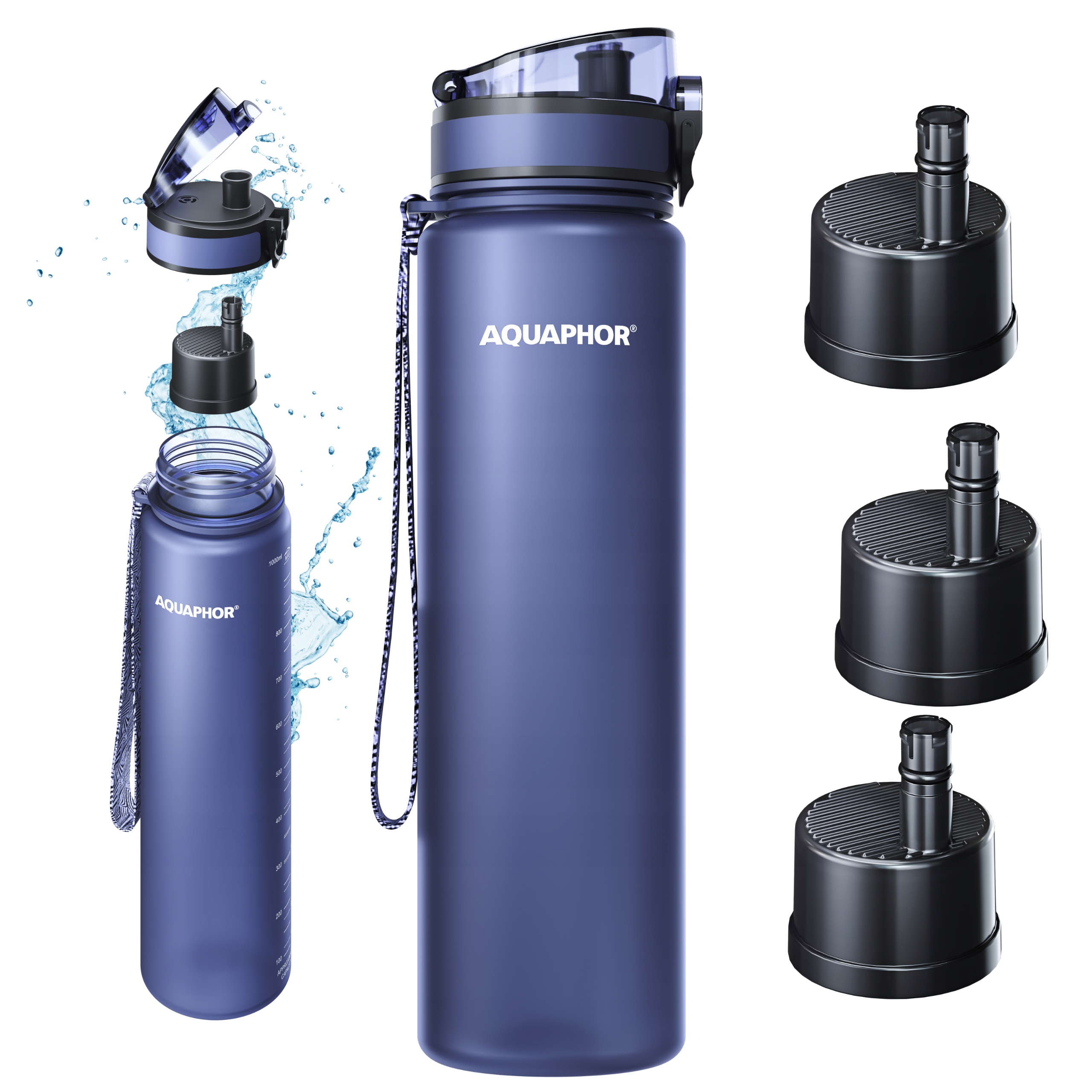 Butelka filtrująca Aquaphor City 1L Niebieska Bidon , 3 wkłady filtrujące