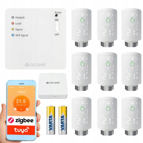 9x Głowica Termostatyczna Tuya Zigbee do Sterowania Piecem na Ekogroszek