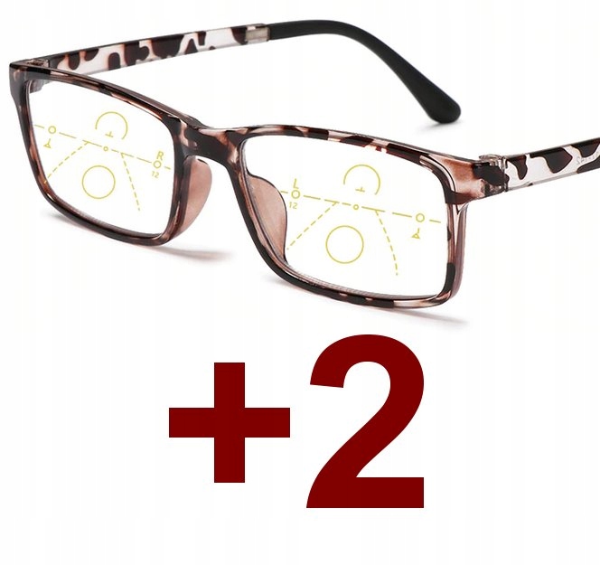 Okulary progresywne wieloogniskowe dal 0 bliż +2