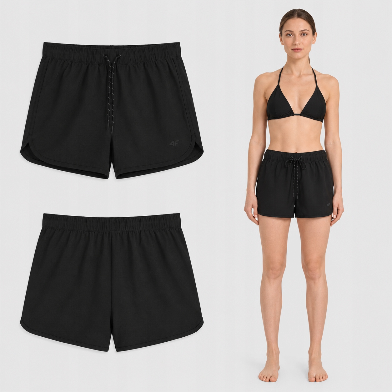 Damskie Szorty Kąpielowe 4F Boardshorty Plażowe Czarne Rozmiar XXL