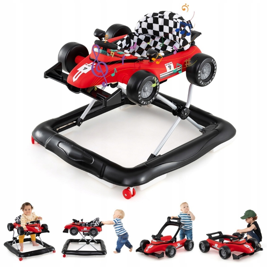 Chodzik dla dzieci 4w1 Jeździk Pchacz składany Regulacja wysokości FORMUŁA1