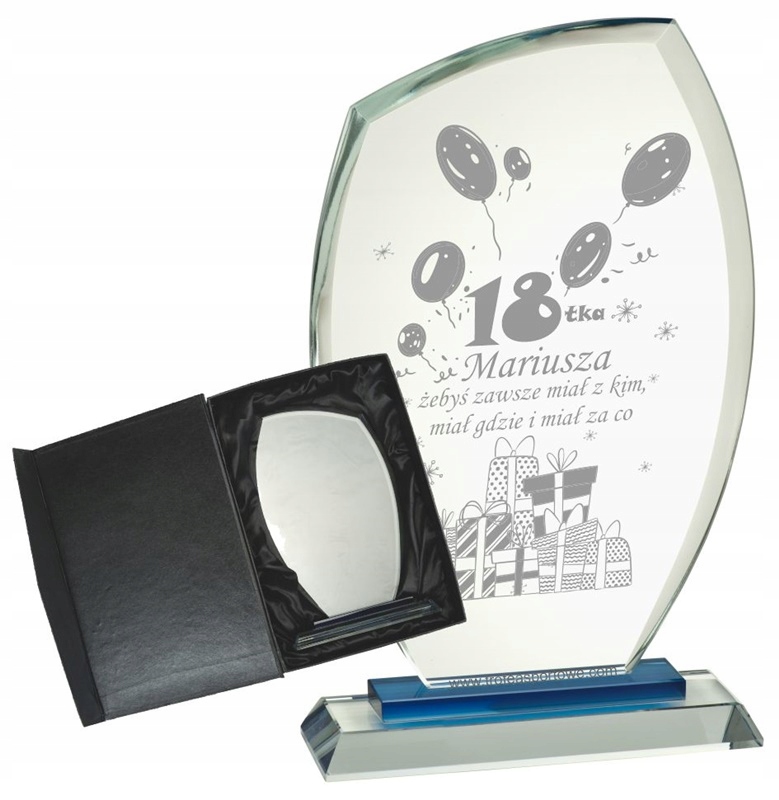 Elegantní a masivní skleněná soška s Libovolným laserovým gravírováním 25 cm