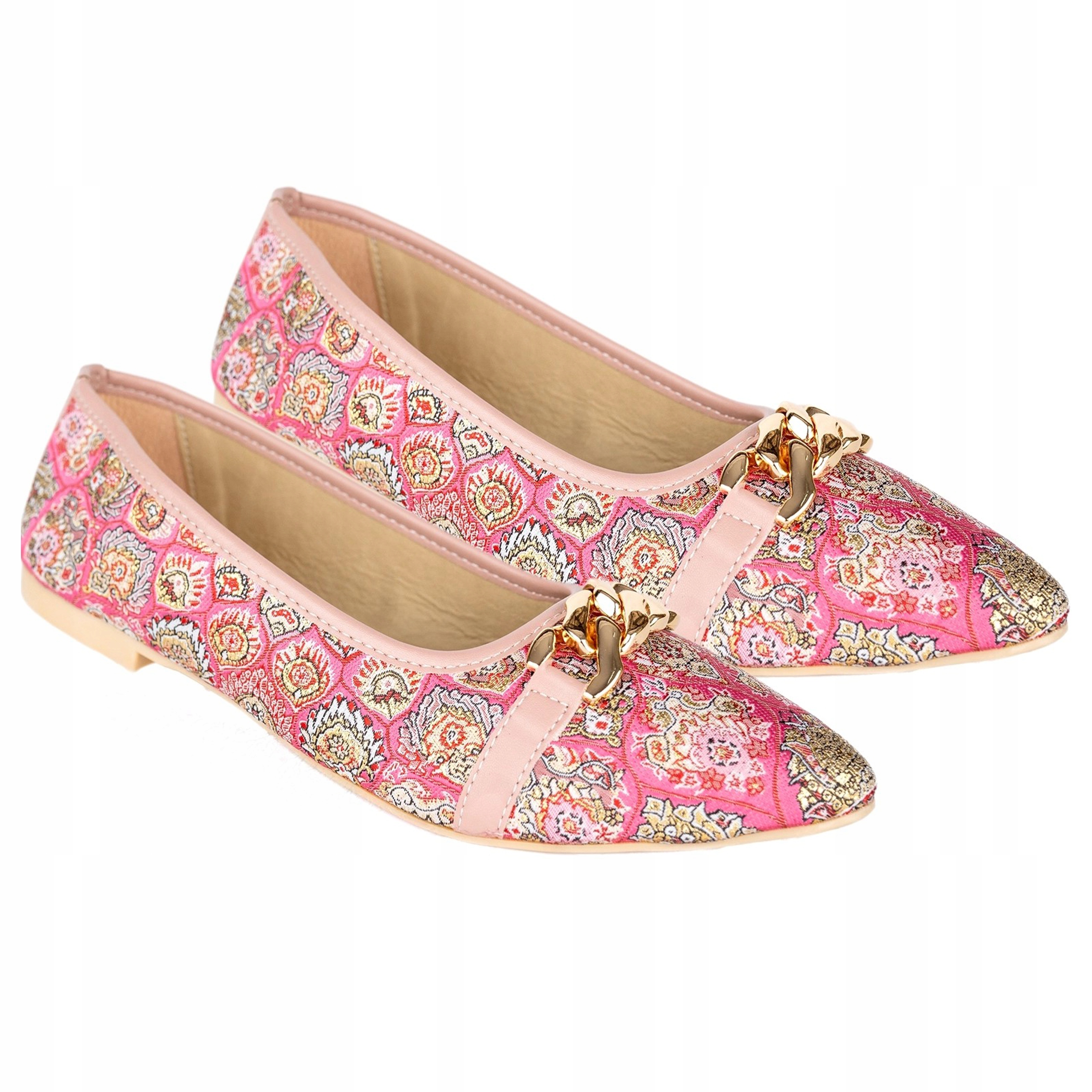 Dámské elegantní ploché baleríny se zlatým řetízkem, orientální