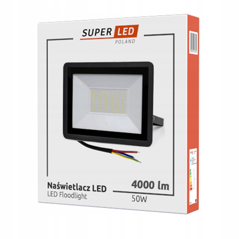 Halogen LED Naświetlacz Reflektor 50W IP65 Slim PREMIUM MOCNY SuperLED Barwa światła biały zimny