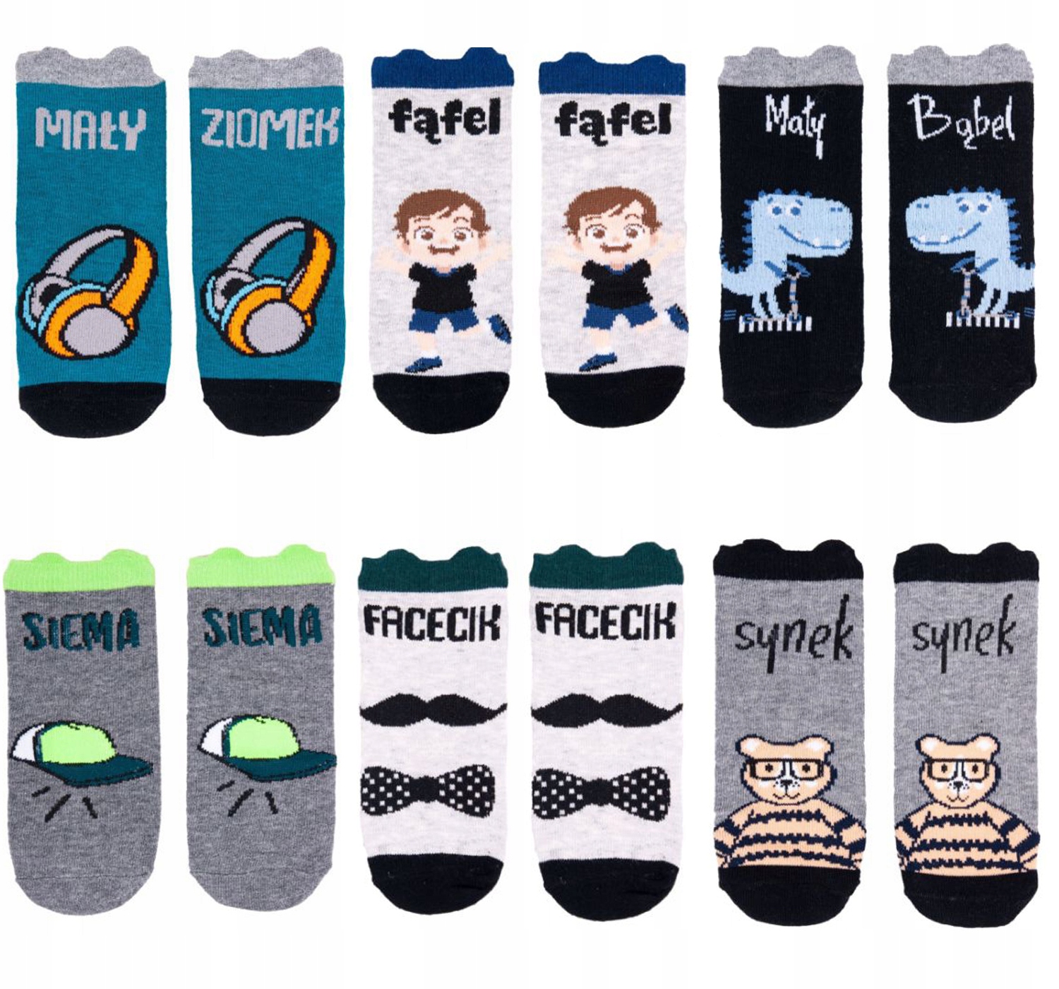 

6-PACK Skarpetki Yo Stopki 3D Uszy 20-22