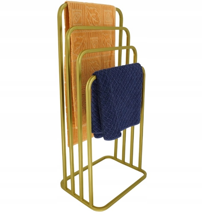 Moderní stojan na ručníky 4 Ramenní zaoblený Loft Zlatý