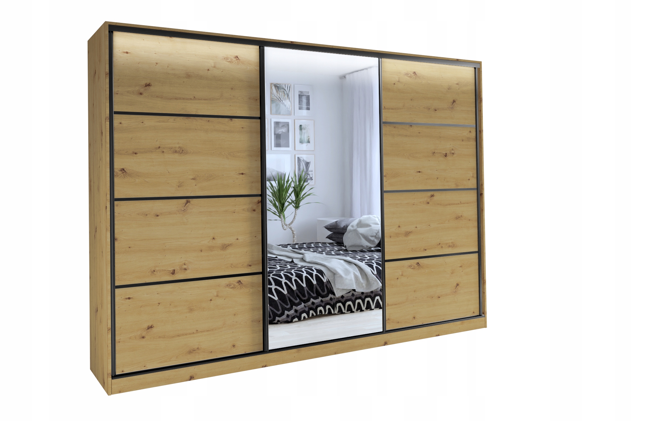 Szafa przesuwna z lustrem 280 artisan czarny LOFT Kolor mebla czarny