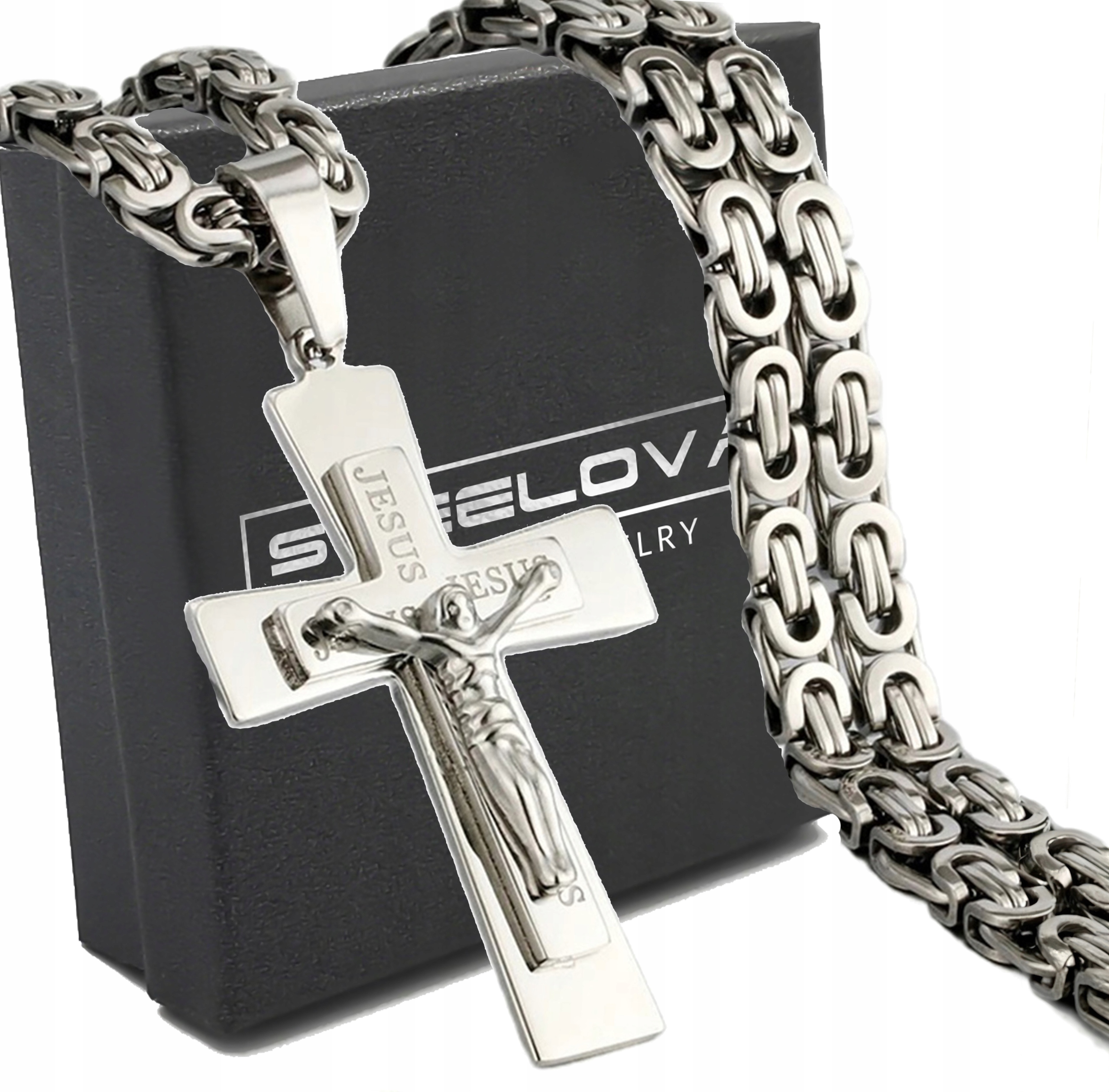 Přívěsek Kříž Tradiční s Ježíšem, Byzantinský Vzor Ocel