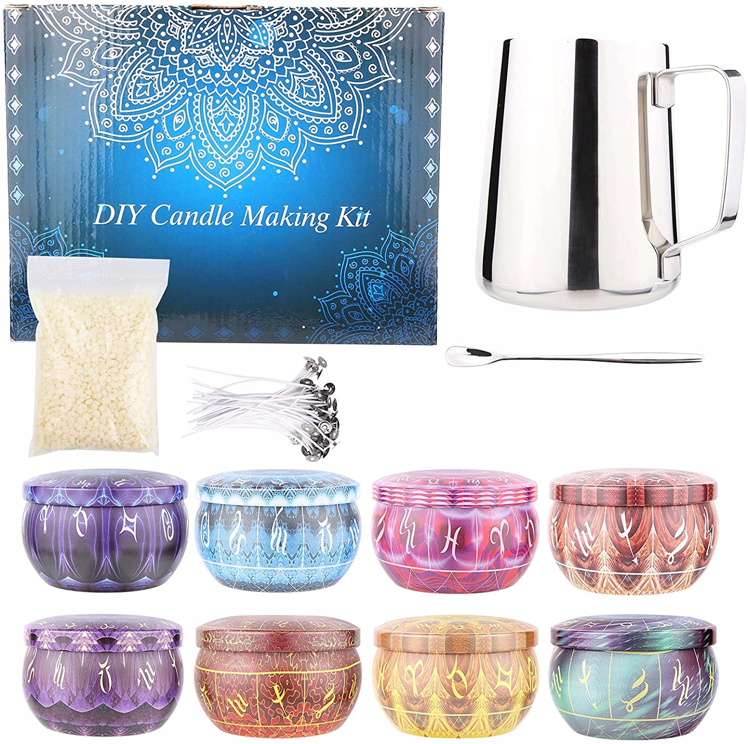 Sada Na Výrobu Svíček Kreativní 8 Prémiových Sklenic