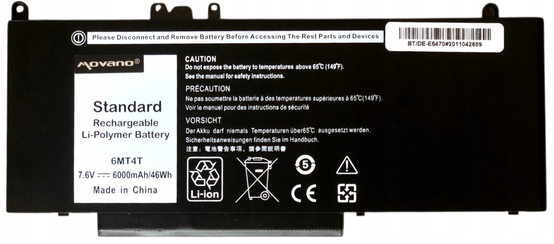 Bateria 6MT4T do Dell Latitude E5270 E5470 E5570 7.6V
