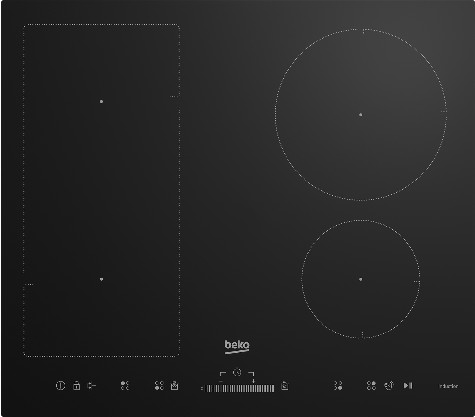 Płyta indukcyjna do zabudowy Beko Hii 64500 Uft 60 cm Czarny Łączone pola