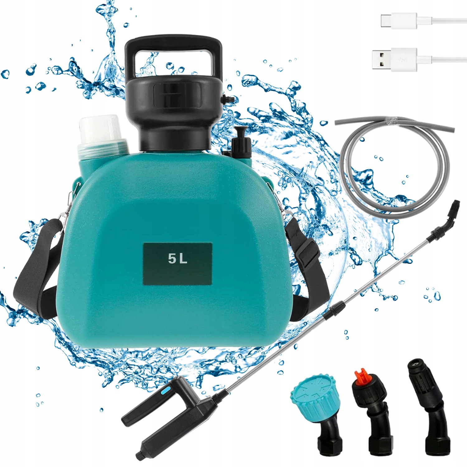 Elektrický Postřikovač 5 L Akumulátorový 3 Trysky Pro Trávník A Zahradu