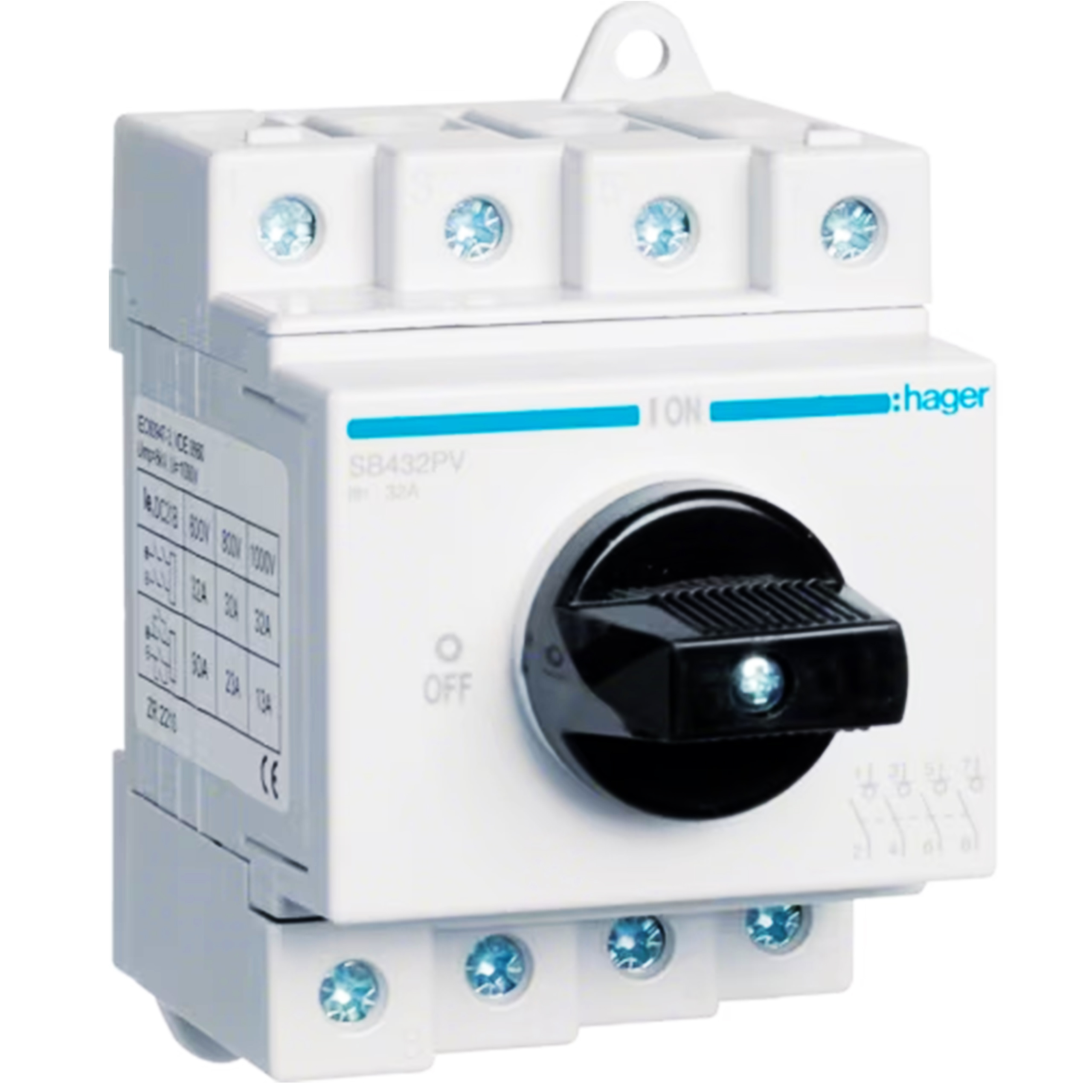 Modulárny Izolačný Odpojovač Rotačný pohon Fotovoltaika 4P 32A 1000V