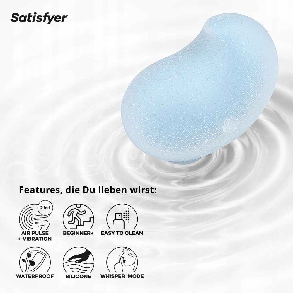 SATISFYER Cutie Ghost Wibrator Klitoris Wodoodporny Silikon Niebieski — miniatura 4