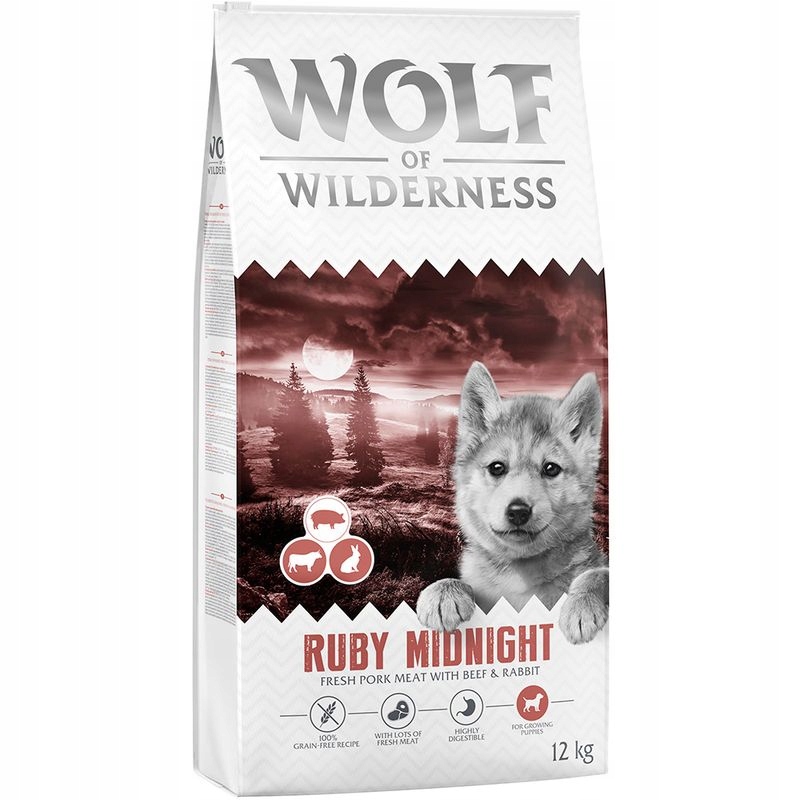 Wolf of Wilderness Junior „Ruby Midnight“ hovězí a králík 12 kg