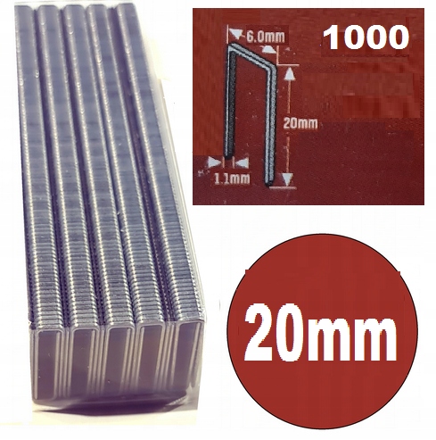 Zszywki TYP 55 do Parkside PET 25 C3 dł 20mm 1000 Kod producenta PET 25