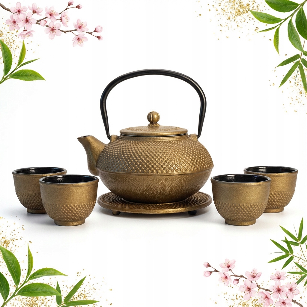 Liatinová Kanvica 1,5L Lúhovač Na Čaj 4 Šálky Sada 5 Darčekov