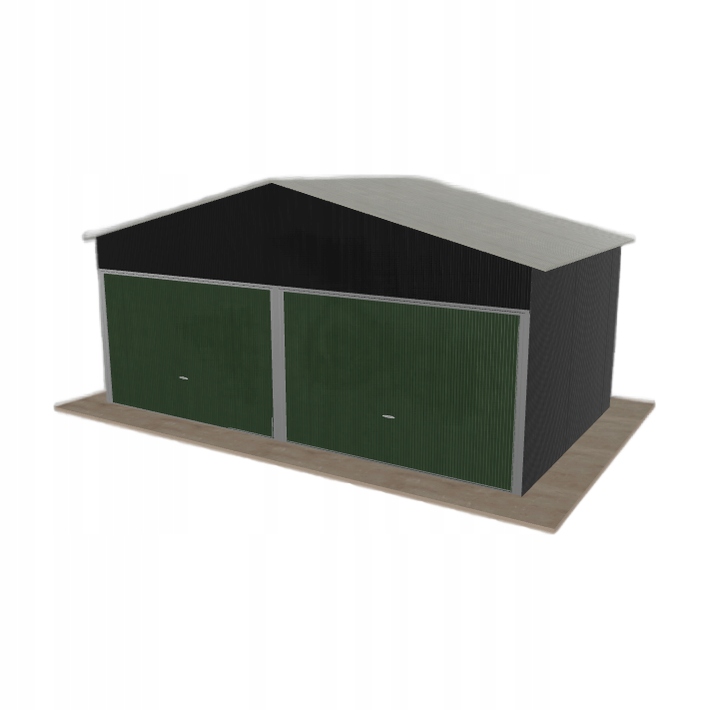 Plechová garáž 6x3.5 m dvoupolohová, dvoupolohová, černá