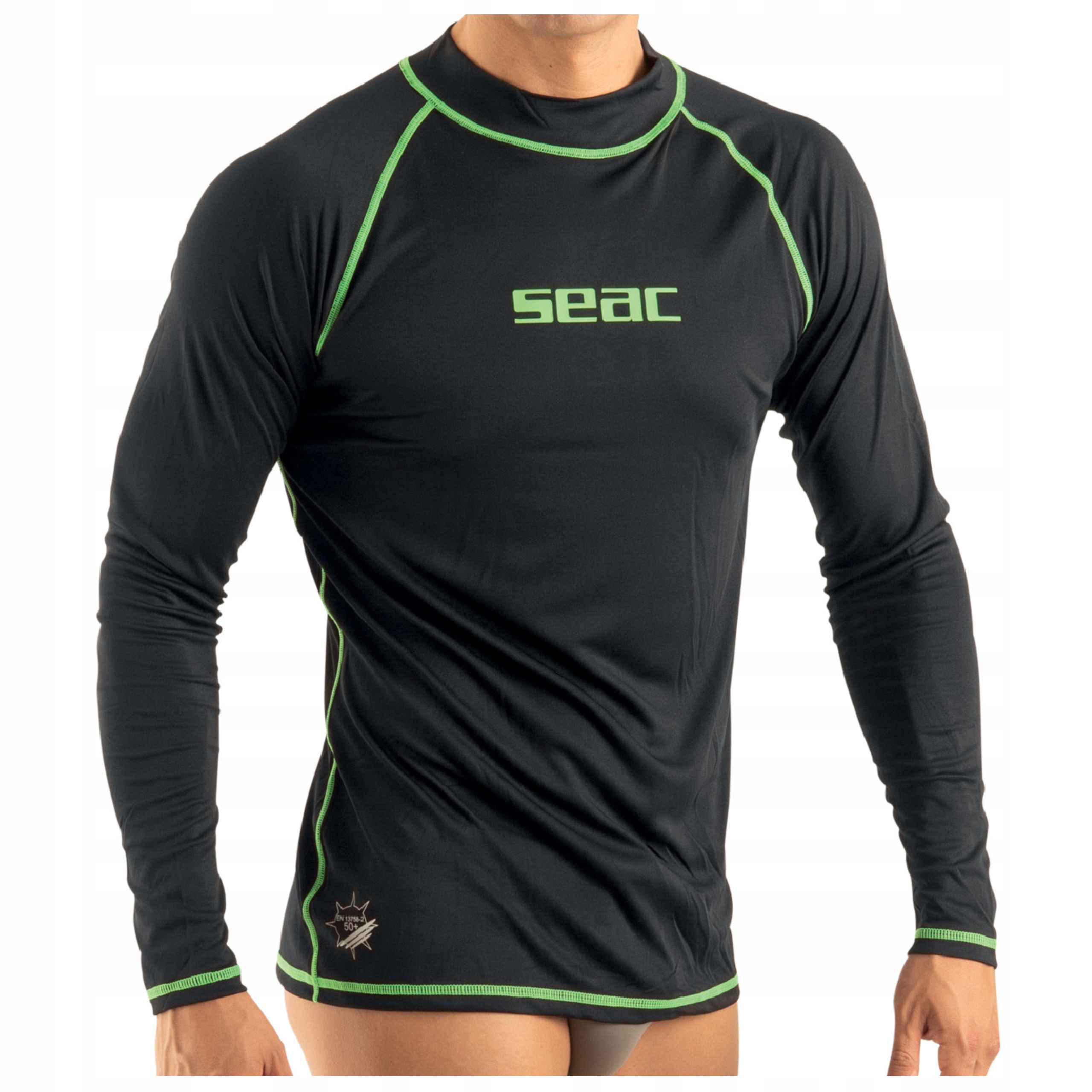 Koszulka Uv z długim rękawem męska rashguard Seac T-Sun czarna rozmiar M