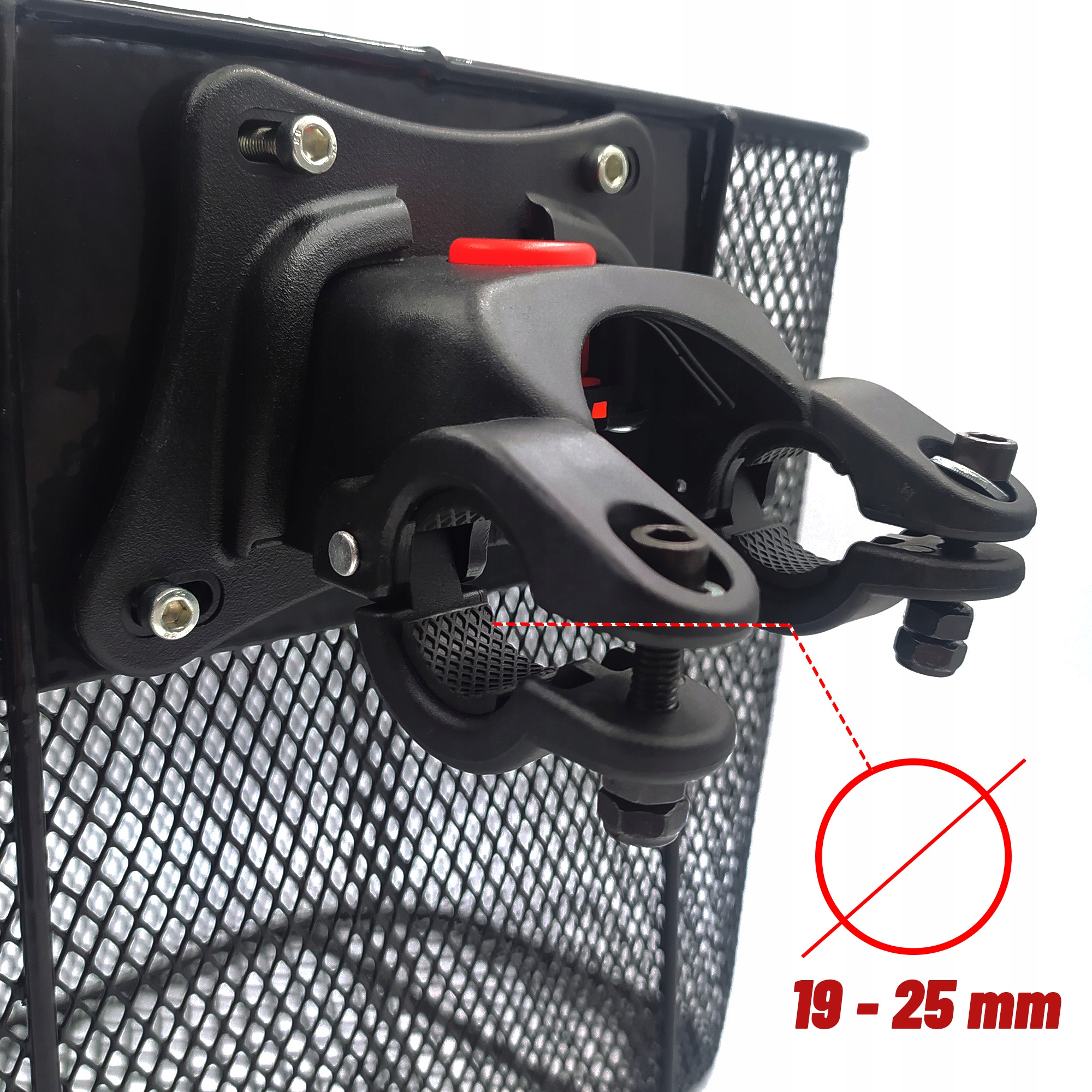 KOSZ NA ROWER METALOWY KOSZYK ROWEROWY DUŻY CLICK ODPINANY NA KIEROWNICE XL Pojemność 20 l