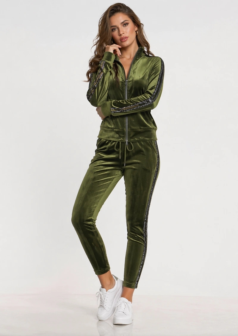 Tepláková Souprava Velur 9968 Zelená M/L