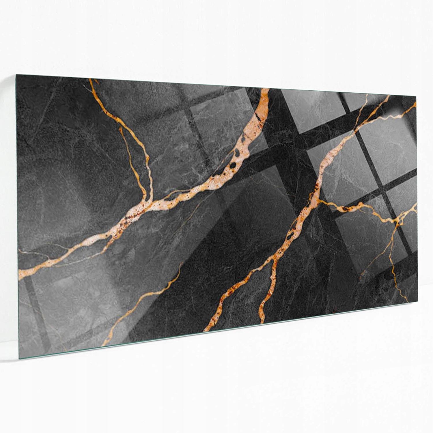 Ozdobná sklenená doska na stôl s grafikou, mramorový vzor s žilkami, 100 x 50 cm