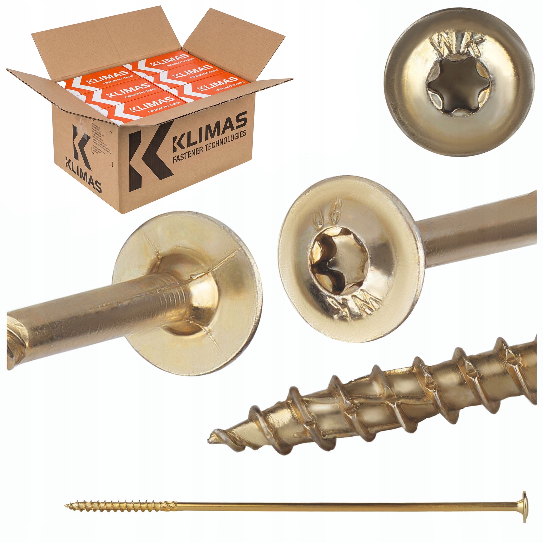 Tesárske skrutky Torx 10x360 mm 200 ks tanierové na drevo Klimas Wkcp