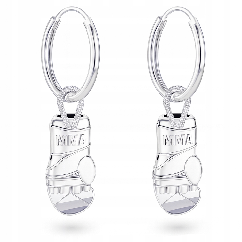 Stříbrné malé kruhové náušnice rukavice Mma, 3D, Stříbro 925