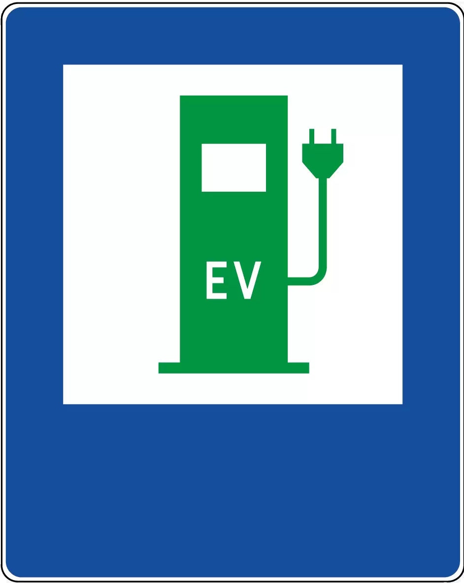 Znak drogowy D-23c Punkt ładowania pojazdów elektrycznych 400x500mm Typ I