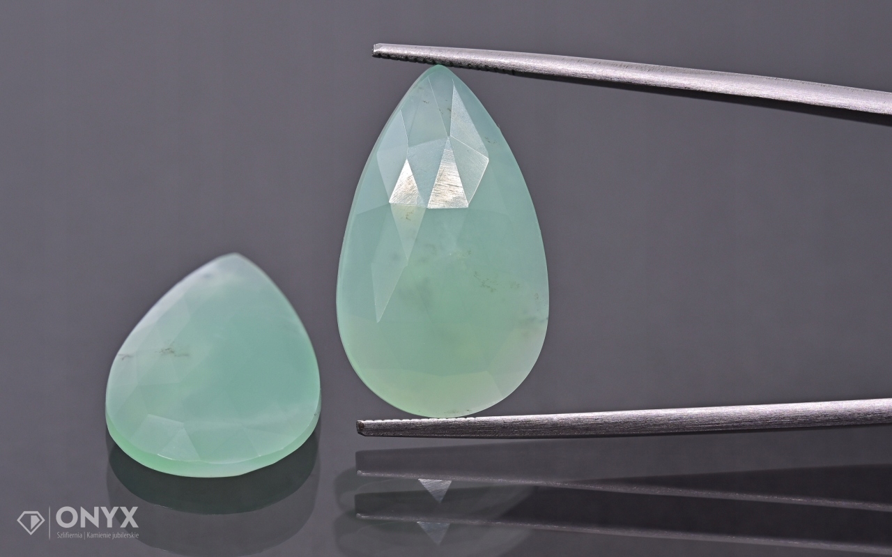 Chrysopraz fasetovaná rozeta Para slza 24x14 mm
