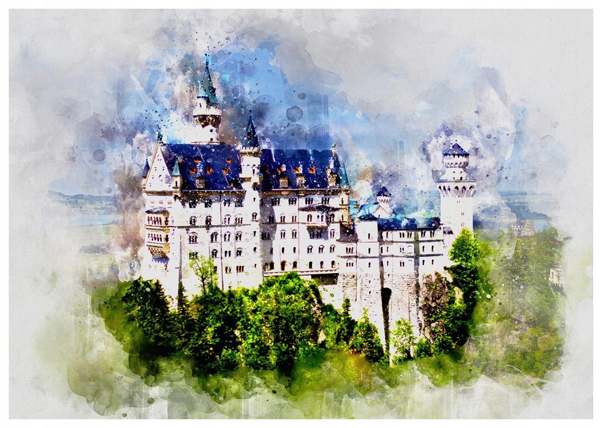 Fototapeta flizelina Zámek Akvarel Fantazie Sny Krajina 208x146 lepidlo