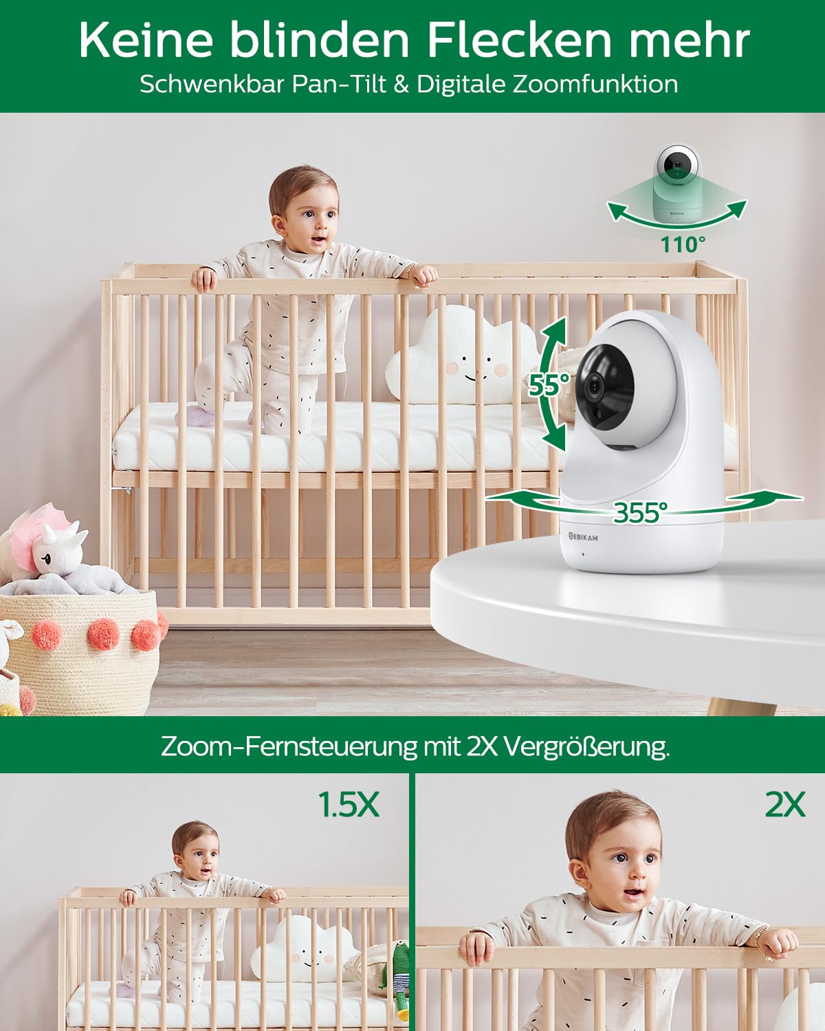SEBIKAM Niania Elektroniczna 2 Kamery 5" 720P HD Ekran IPS — miniatura 7