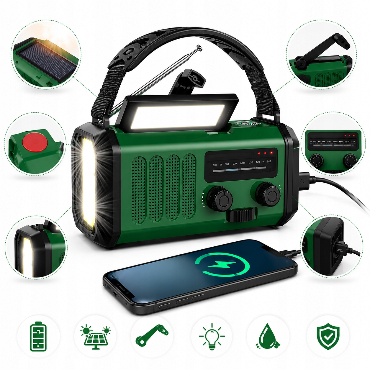 Radio awaryjne 10000mAh z zasilaniem słonecznym Am/fm do użytku na zewnątrz